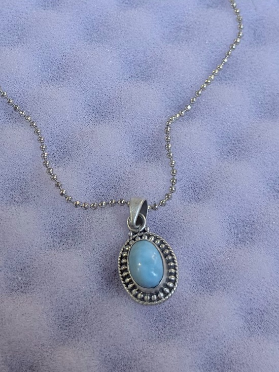 Jewelry - Sterling Silver Authentic Turquoise Oval Pendant charm- Blue